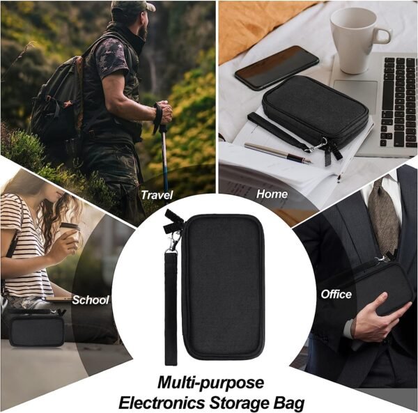 CNPOP Electronics Organizer,Travel Cable Organizer Bag,Water Resistant Double Layers Pouch Carry Case for Cable,Cord,Phone,Charger,Earphone,Travel Accessories Tech Storage Bag for Men,Black,Small - Image 5
