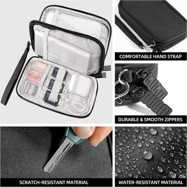 CNPOP Electronics Organizer,Travel Cable Organizer Bag,Water Resistant Double Layers Pouch Carry Case for Cable,Cord,Phone,Charger,Earphone,Travel Accessories Tech Storage Bag for Men,Black,Small - Image 4