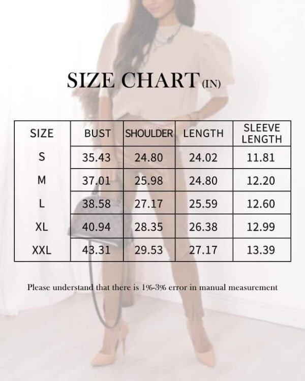 Women's Puff Short Sleeve Sweater Tops 2024 Spring Summer Trendy Crew/Square/V Neck Casual T Shirts Blouses - Image 6