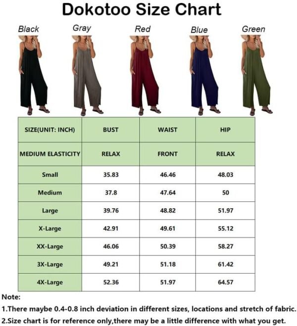 Dokotoo Women's Loose Sleeveless Jumpsuits Adjustable Spaghetti Strap Stretchy Long Pant Romper Jumpsuit with Pockets - Image 6